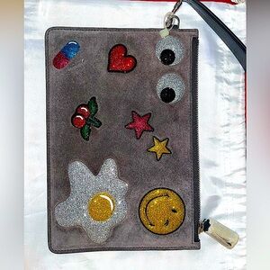 NWT Anya Hindmarch Suede and Leather Specialty clutch.